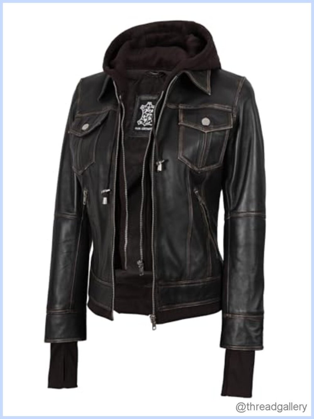 Womens Real Lambskin Leather Jacket Detachable Hood Bomber Coat